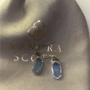 Kendra Scott Pale Blue Oval Drop Earrings in Silver-tone